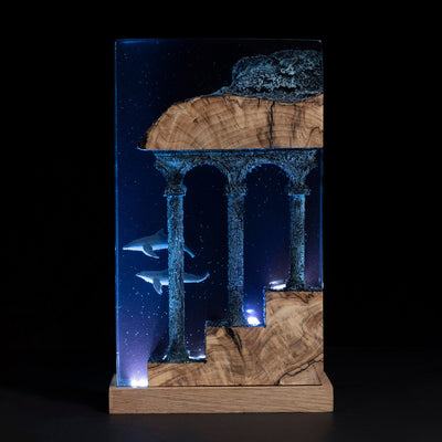 Dolphins Ancient Ruins - High Quality Epoxy Resin Lamp