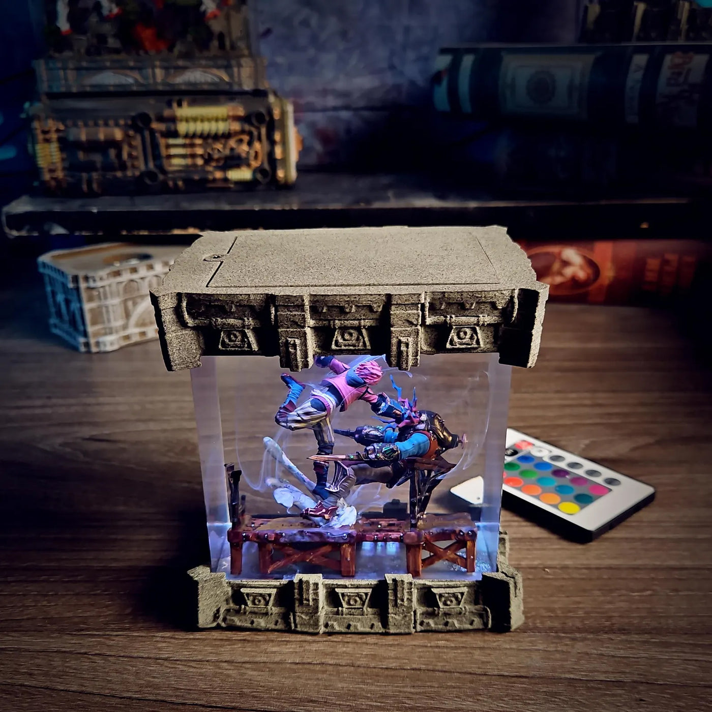 League of Legends Arcane Vi Fight Scene Epoxy Resin Lamp, Night Light, Wireless Lights