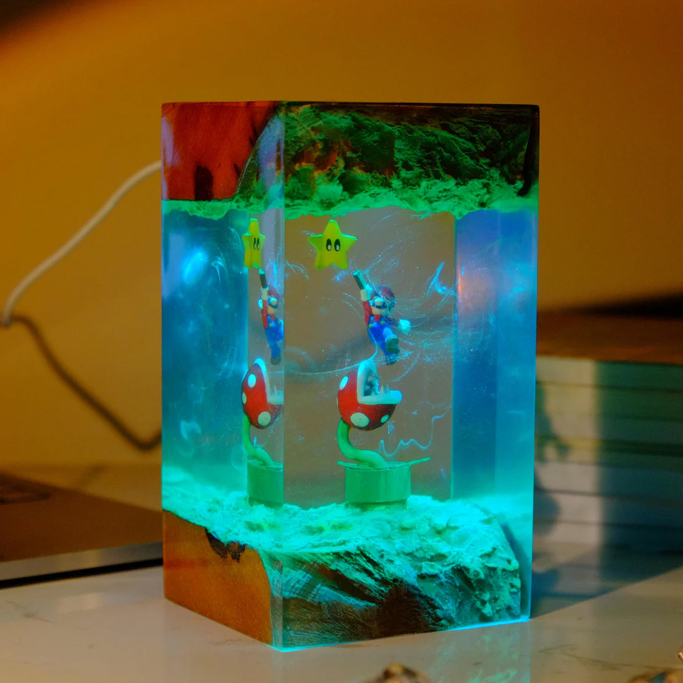 Super Mario Piranha Plant Epoxy Resin Lamp, Night Light