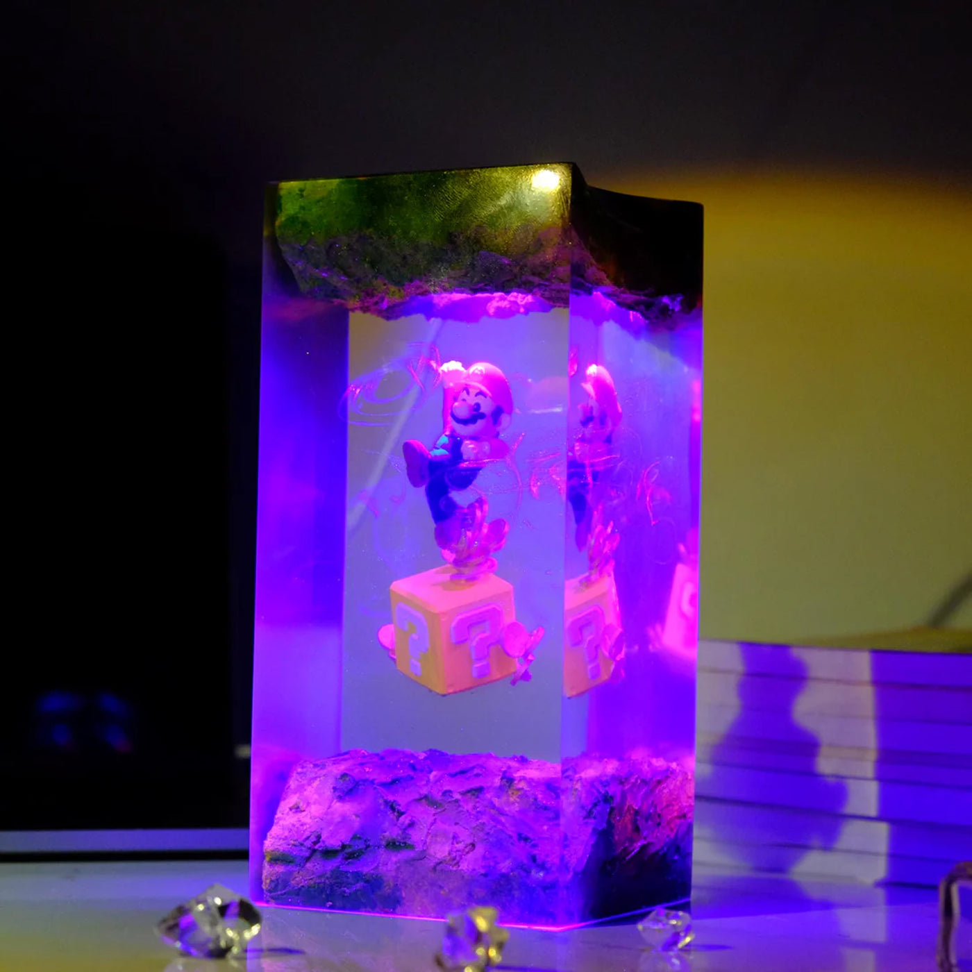 Super Mario Question Mark Cube Epoxy Resin Lamp, Night Light