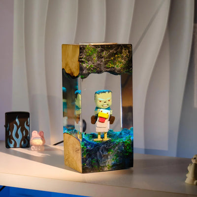 Minecraft Pixel Chicken Jockey Epoxy Resin Lamp, Night Light