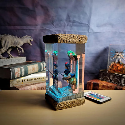 Ghibli Kiki Delivery Service Diorama Epoxy Resin Lamp, Night Light, Wireless Lights