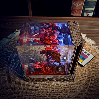 LOTR Lord Of Rings Balrog vs Gandalf Diorama Epoxy Resin Lamp, Night Light, Wireless Lights