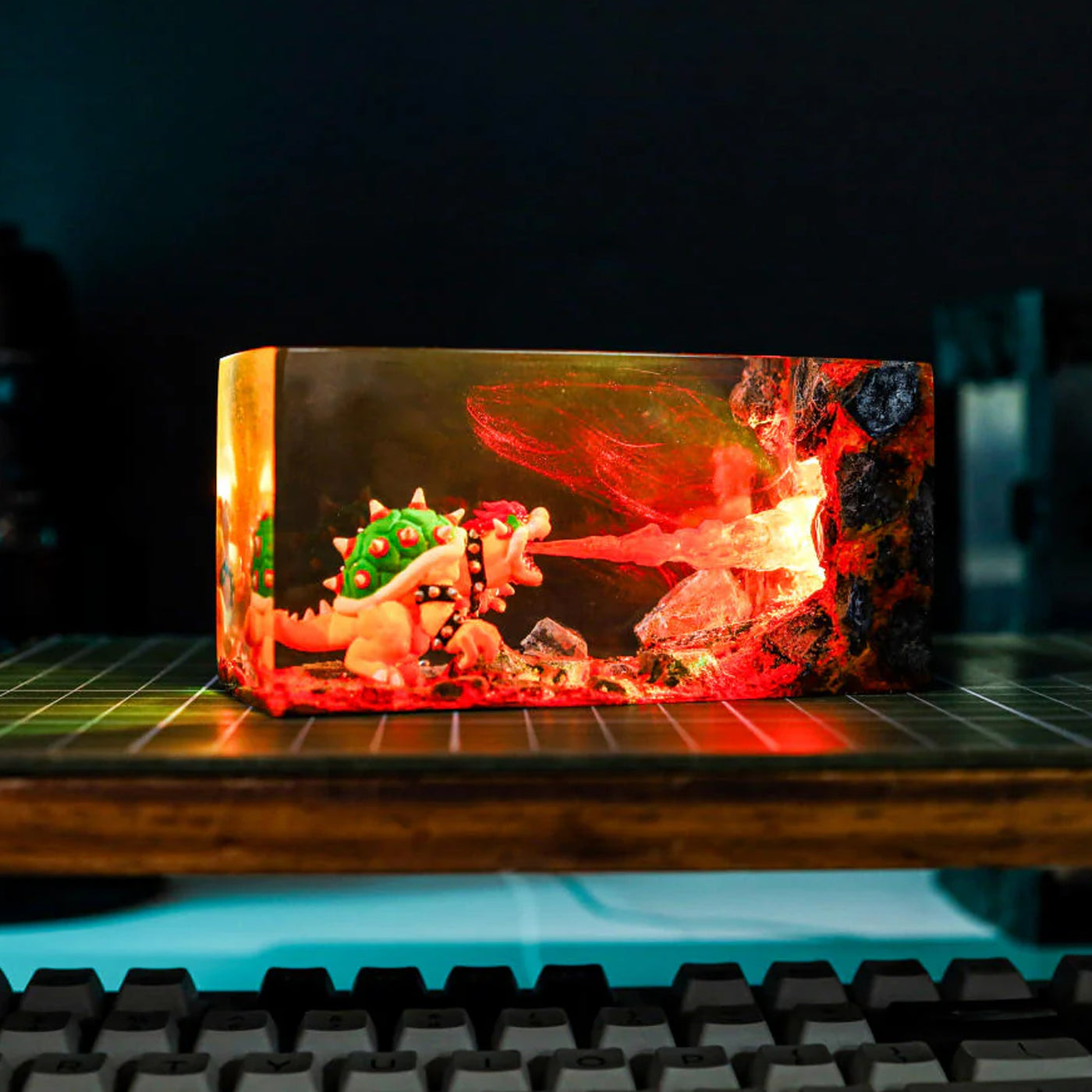 Super Mario Bowser Fire Breath Epoxy Resin Lamp, Night Light