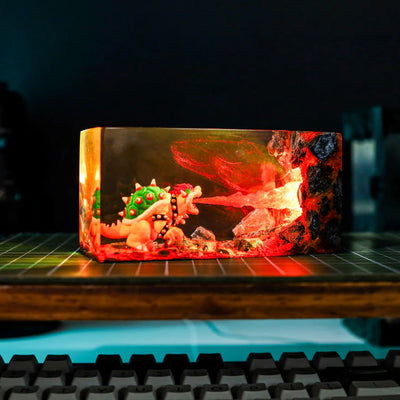 Super Mario Bowser Fire Breath Epoxy Resin Lamp, Night Light