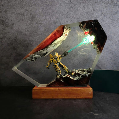 Transformer Bumblebee Yellow Mecha Beam Epoxy Resin Lamp, Night Light
