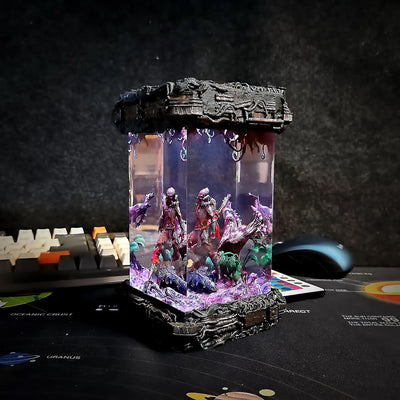 Predator Alien Space Monster Diorama Epoxy Resin Lamp, Night Light, Wireless Lights