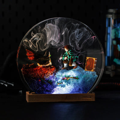 Demon Slayer Tanjiro Nezuko Kamado Epoxy Resin Lamp, Night Light