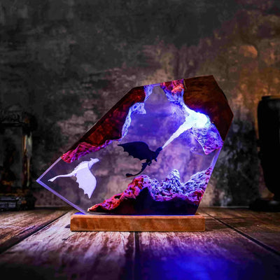 How To Train Your Dragon Family Toothless Breath Attack and Light Fury Epoxy Resin Lamp, Night Light