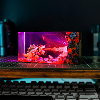 Super Mario Bowser Fire Breath Epoxy Resin Lamp, Night Light