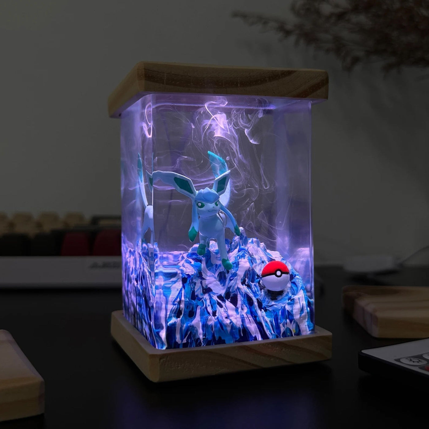 Pokemon Glaceon Epoxy Resin Lamp, Night Light