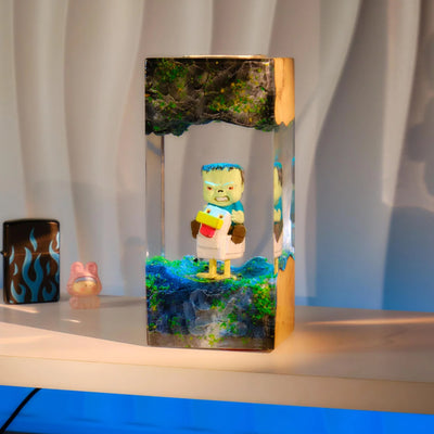 Minecraft Pixel Chicken Jockey Epoxy Resin Lamp, Night Light