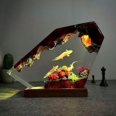Axolotl Mexican Salamander Ocean Undersea Epoxy Resin Lamp, Night Light