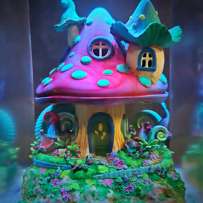 Mushroom Fairy House Garden Diorama Epoxy Resin Lamp, Night Light, Wireless Lights