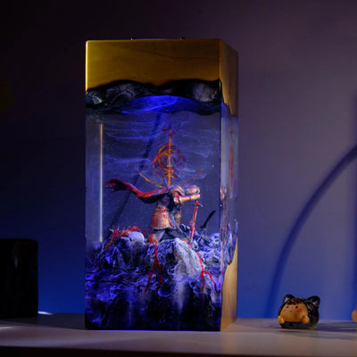 Elden Ring Roundtable Knight Vyke Tarnished Epoxy Resin Lamp, Night Light