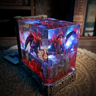 LOTR Lord Of Rings Balrog vs Gandalf Diorama Epoxy Resin Lamp, Night Light, Wireless Lights