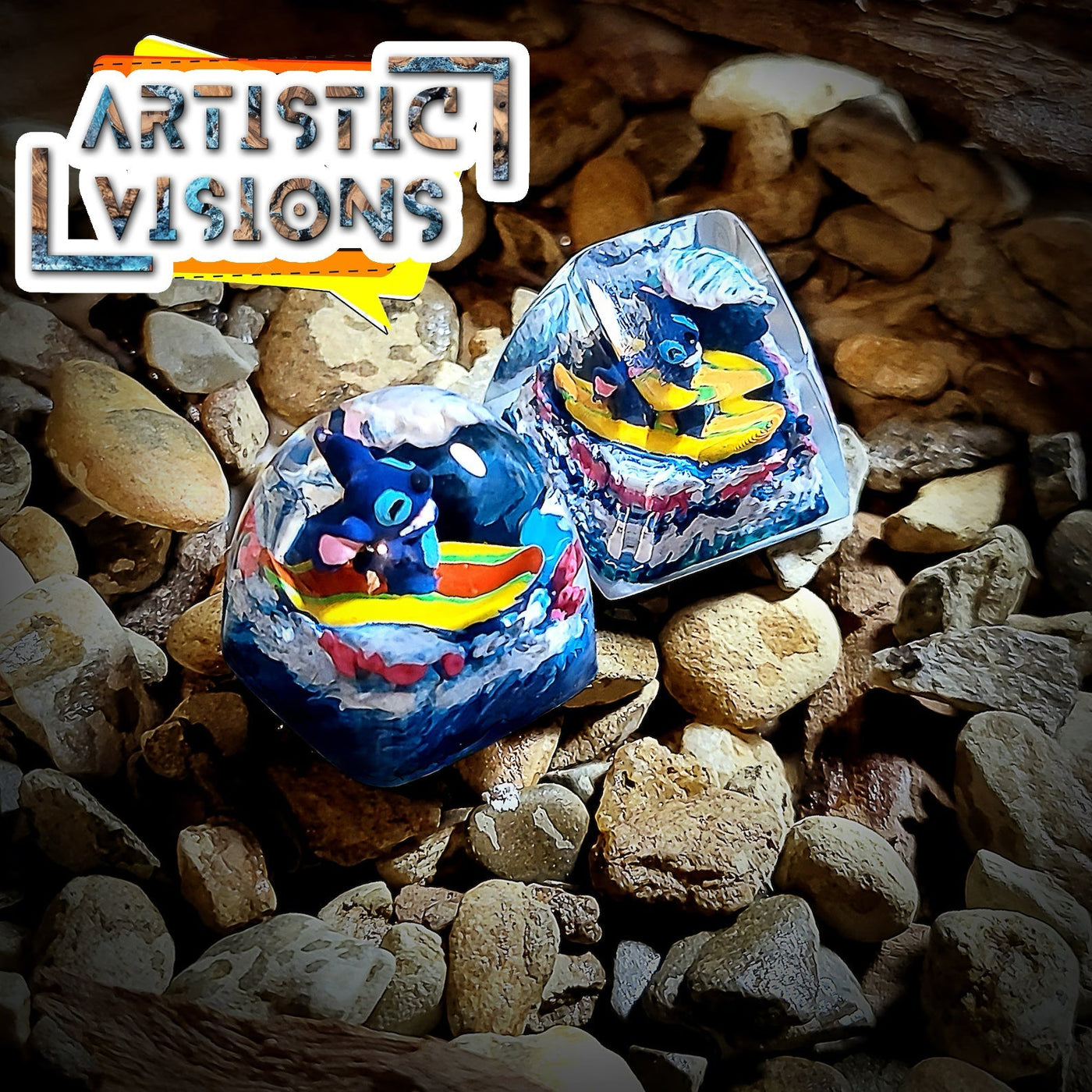 Stitch Surfing Artisan Keycaps Epoxy Resin