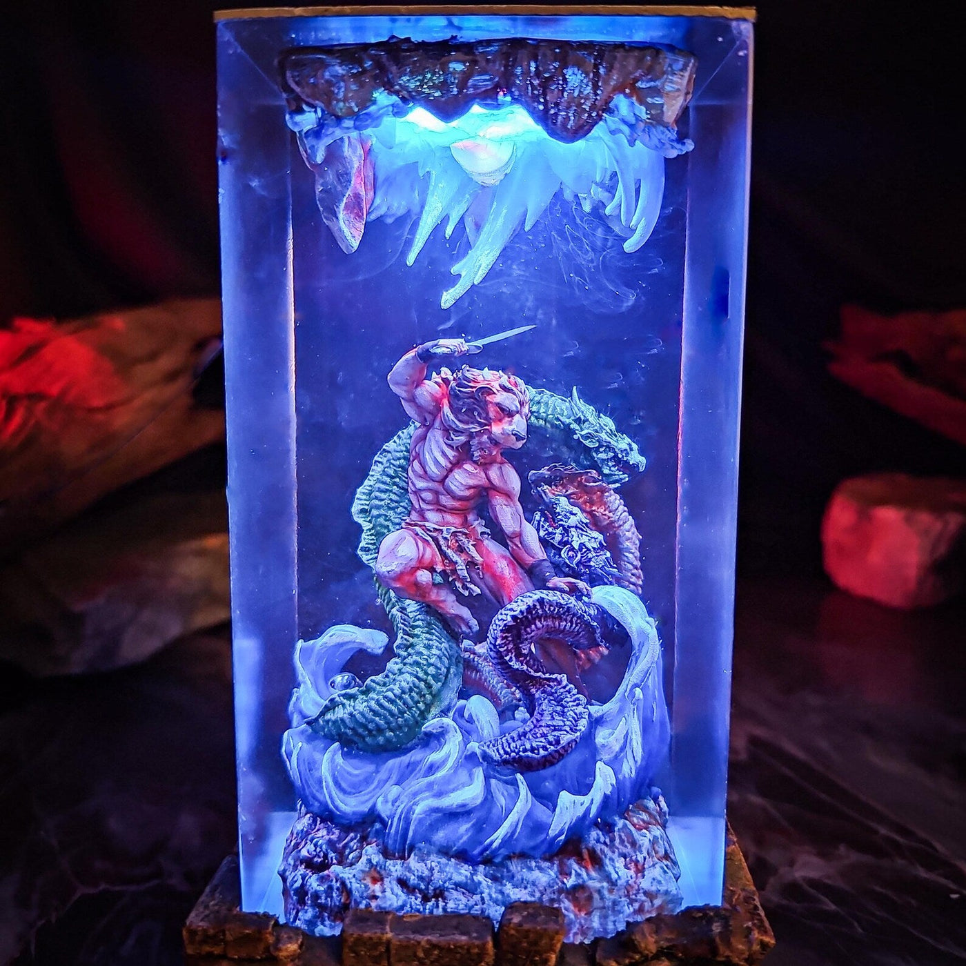 Mythology Hercules vs Hydra Diorama Epoxy Resin Lamp, Night Light, Wireless Lights