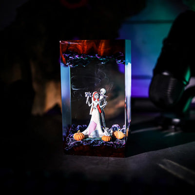 Halloween Jack Skellington Sally The Nightmare Before Christmas Epoxy Resin Lamp, Night Light