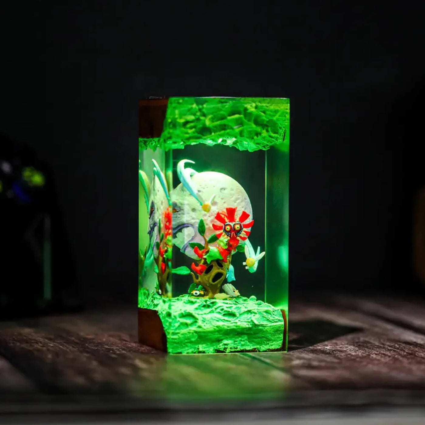 Zelda Majora’s Mask Skull Kid & Moon Epoxy Resin Lamp, Night Light