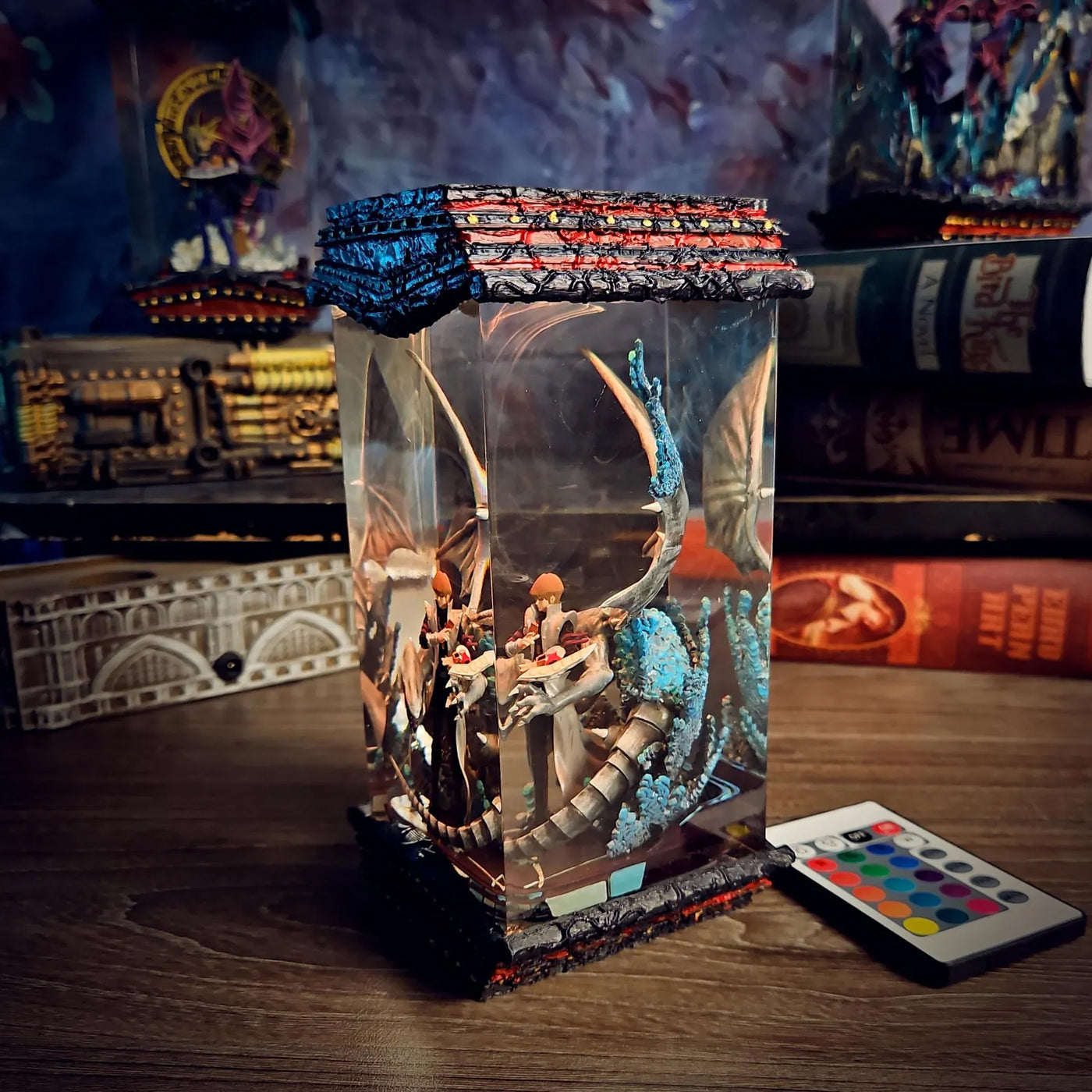 Yu Gi Oh Kaiba Seto Blue-Eyes White Dragon Epoxy Resin Lamp, Night Light, Wireless Lights