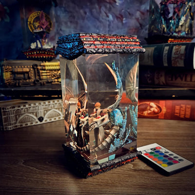 Yu Gi Oh Kaiba Seto Blue-Eyes White Dragon Epoxy Resin Lamp, Night Light, Wireless Lights