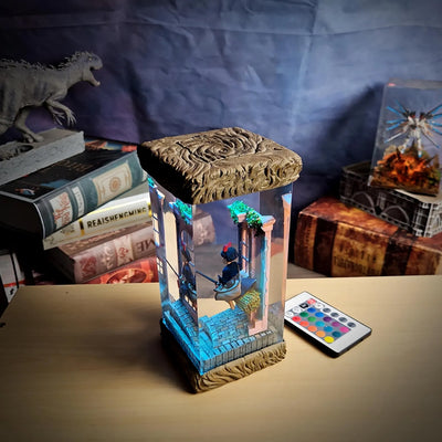 Ghibli Kiki Delivery Service Diorama Epoxy Resin Lamp, Night Light, Wireless Lights
