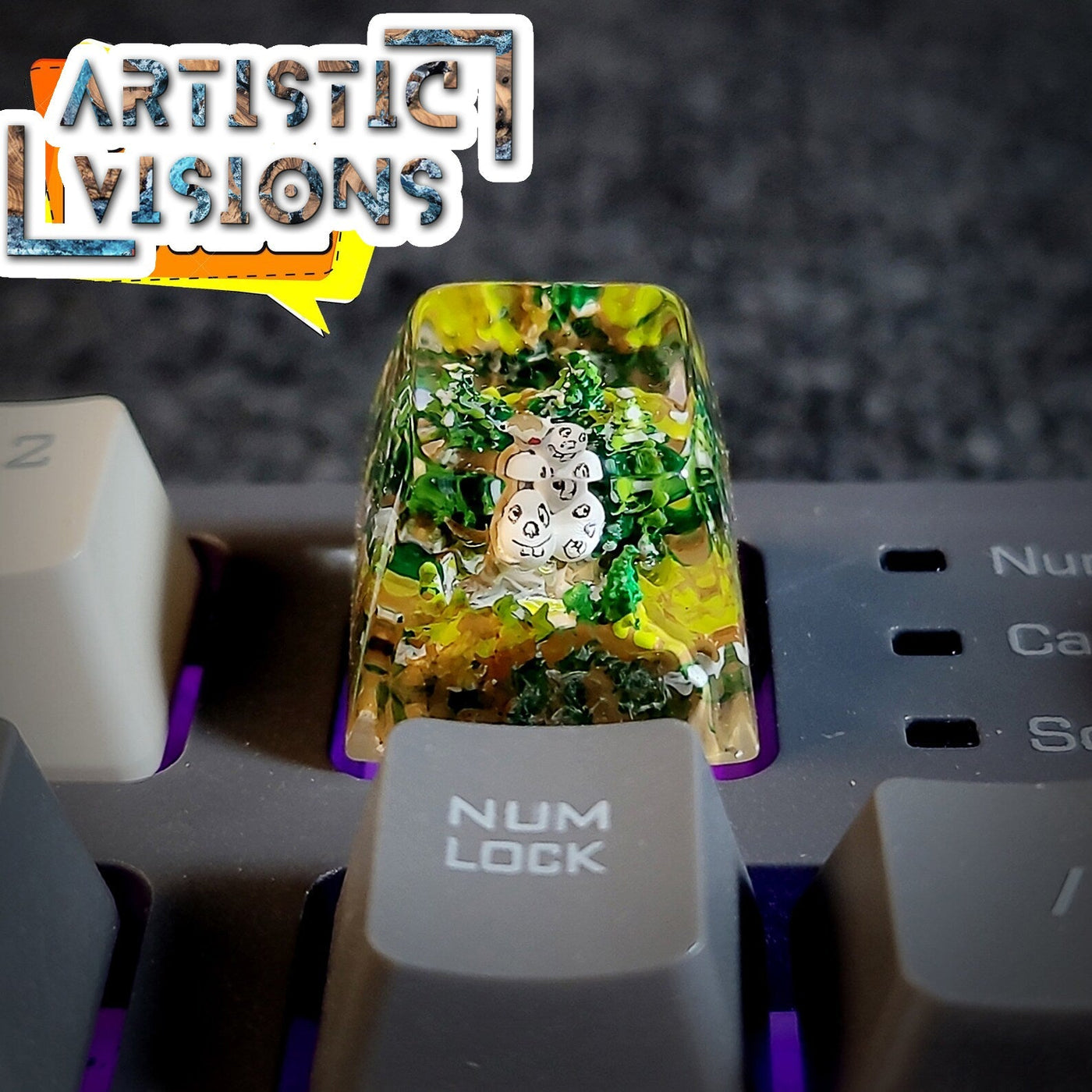 Ice Age Sid Manny Scrat Artisan Keycaps Epoxy Resin