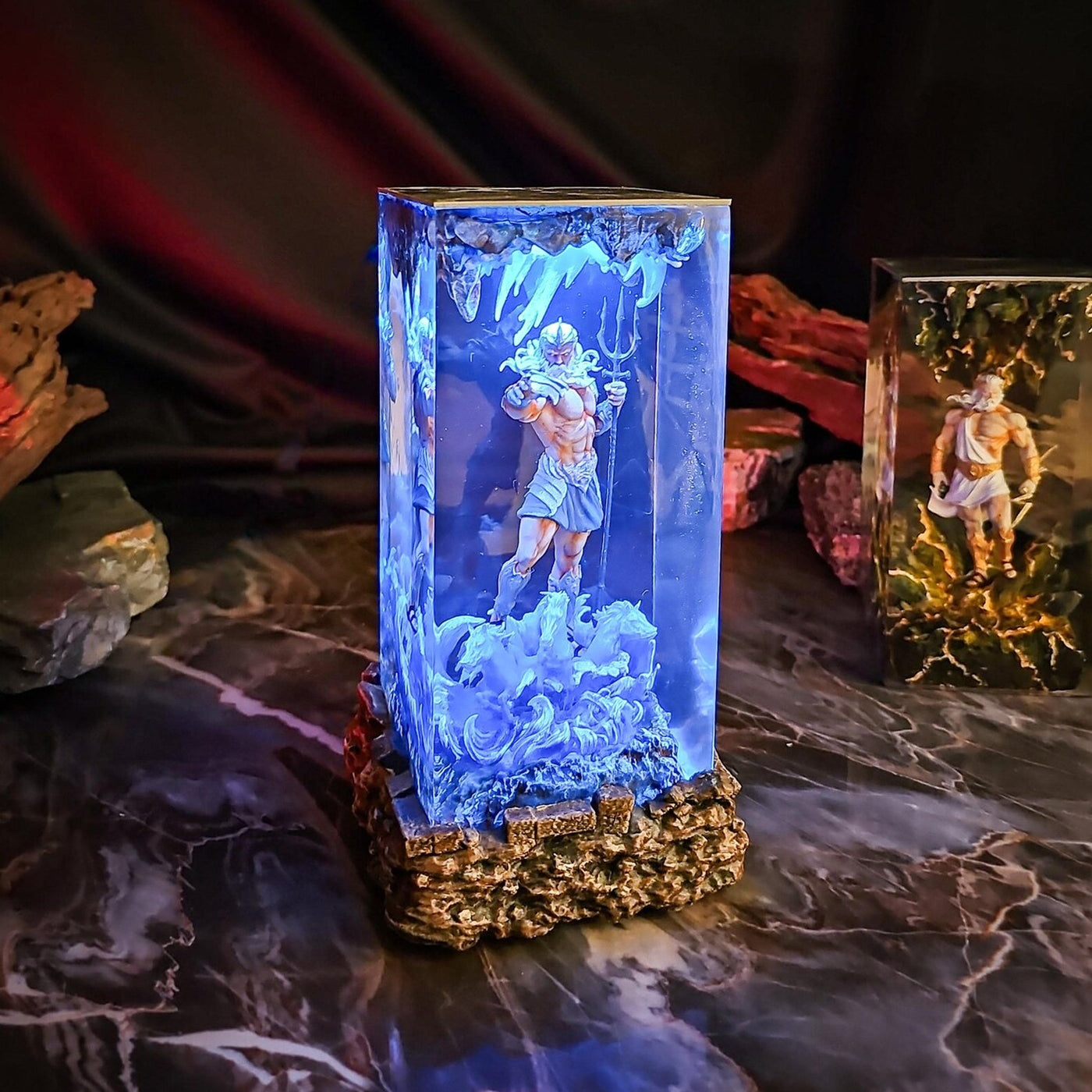 Mythology Poseidon Diorama Epoxy Resin Lamp, Night Light, Wireless Lights