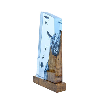 Humpback Whales & Divers & Turtle - High Quality Epoxy Resin Lamp