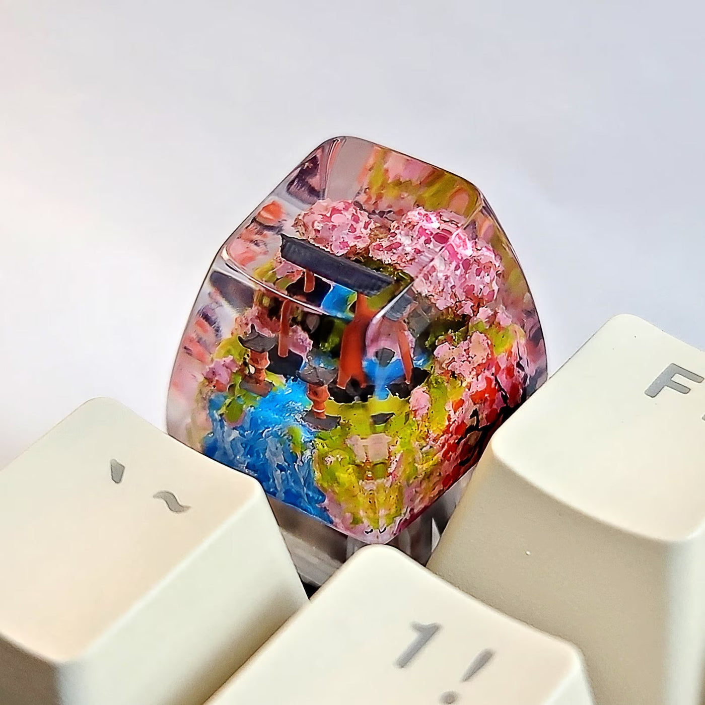 Sakura Torii Gate Cherry Blossom Artisan Keycaps Epoxy Resin