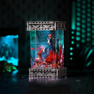 Chainsaw Man Denji & Makima Diorama Epoxy Resin Lamp, Night Light, Wireless Lights