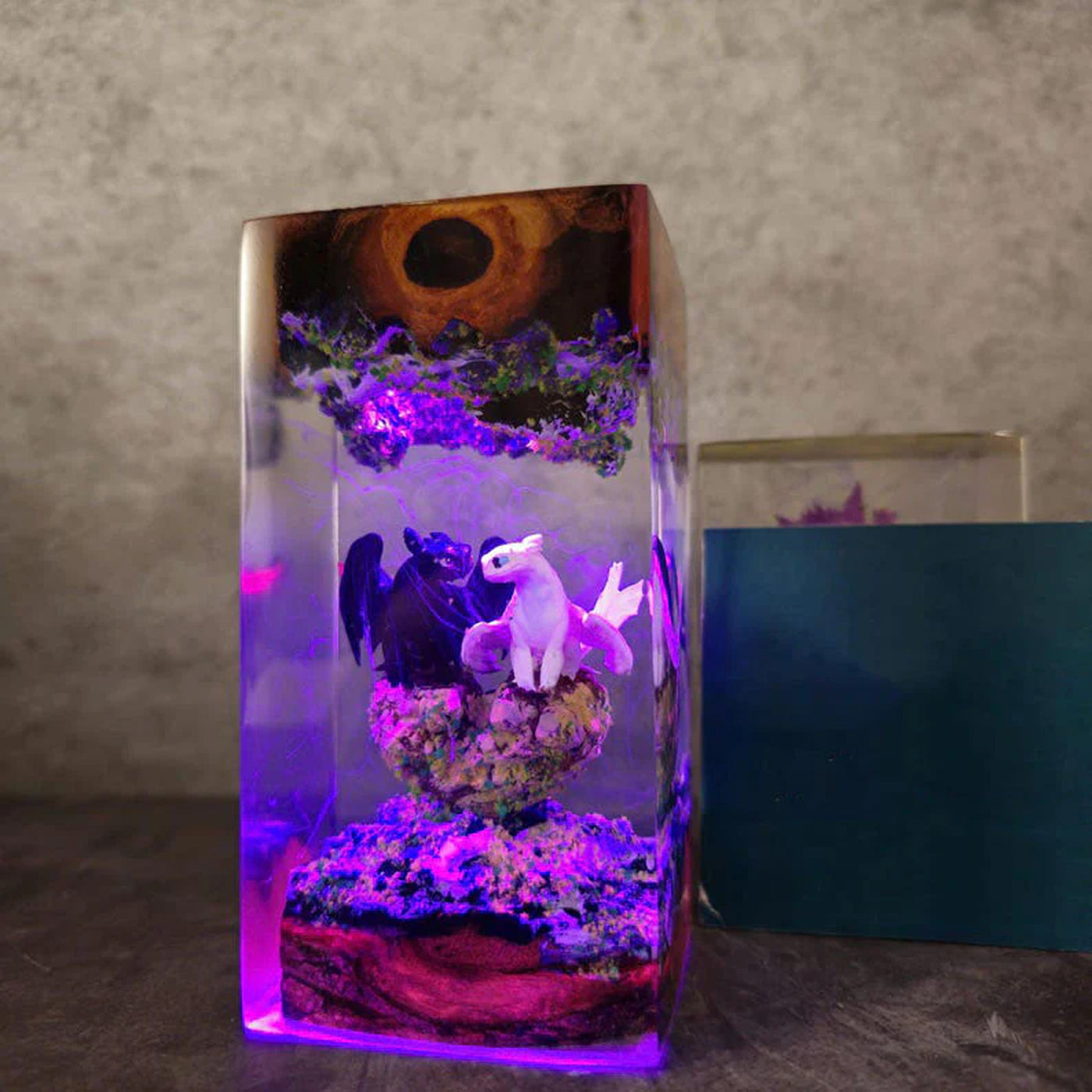 How To Train Your Dragon Toothless and Light Fury Epoxy Resin Lamp, Night Light