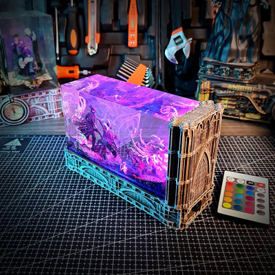 Bloodborne The Hunter and Lady Maria Diorama Diorama Epoxy Resin Lamp, Night Light, Wireless Lights