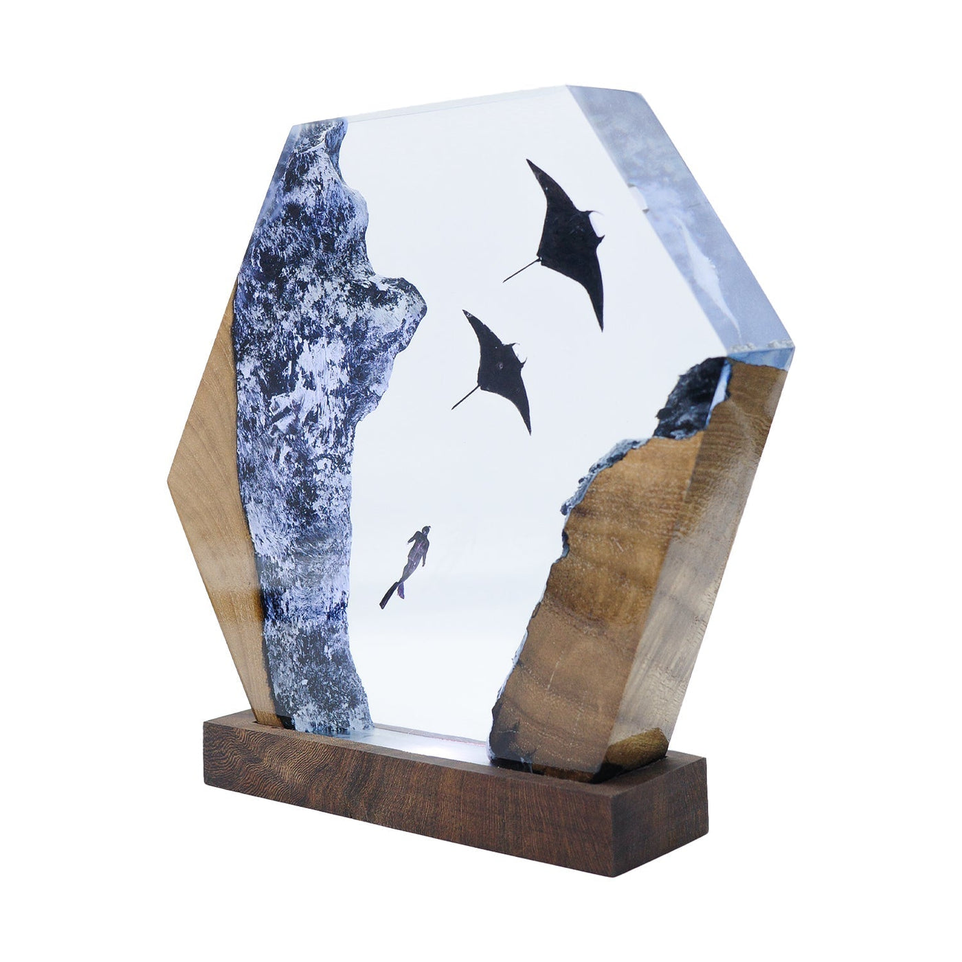 Manta Rays & Diver - High Quality Epoxy Resin Lamp