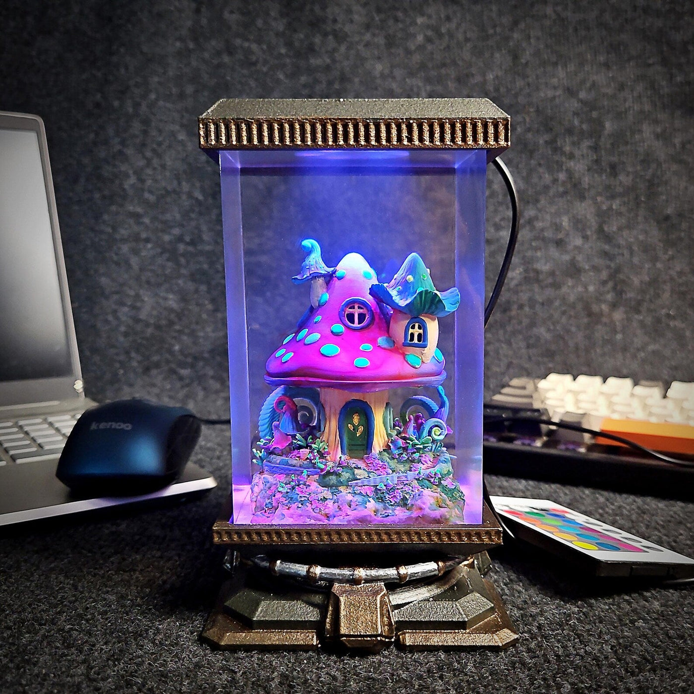 Mushroom Fairy House Garden Diorama Epoxy Resin Lamp, Night Light, Wireless Lights