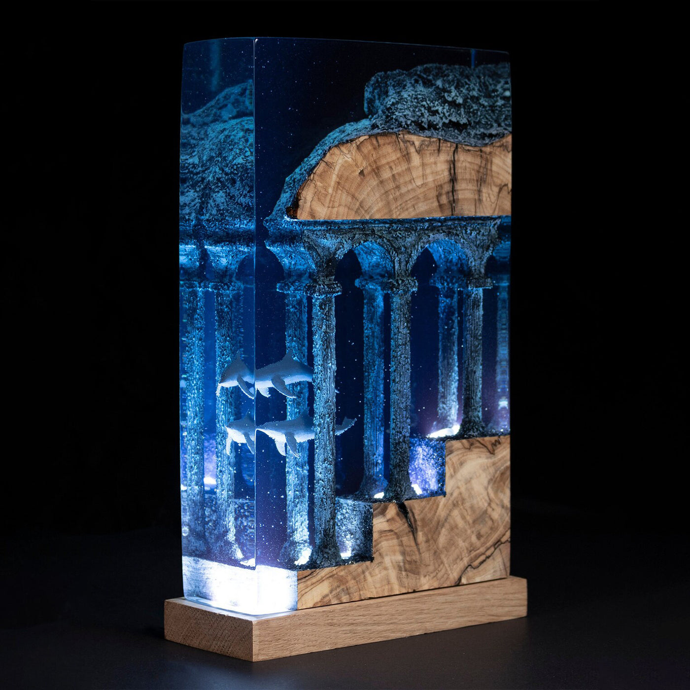 Dolphins Ancient Ruins - High Quality Epoxy Resin Lamp