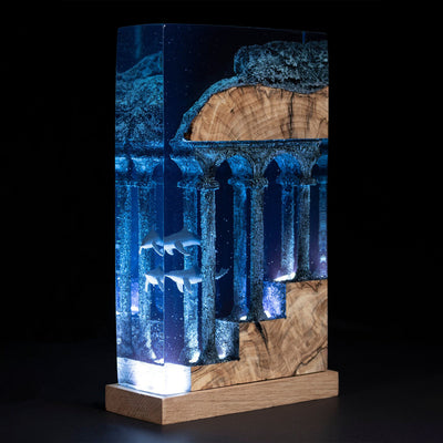 Dolphins Ancient Ruins - High Quality Epoxy Resin Lamp