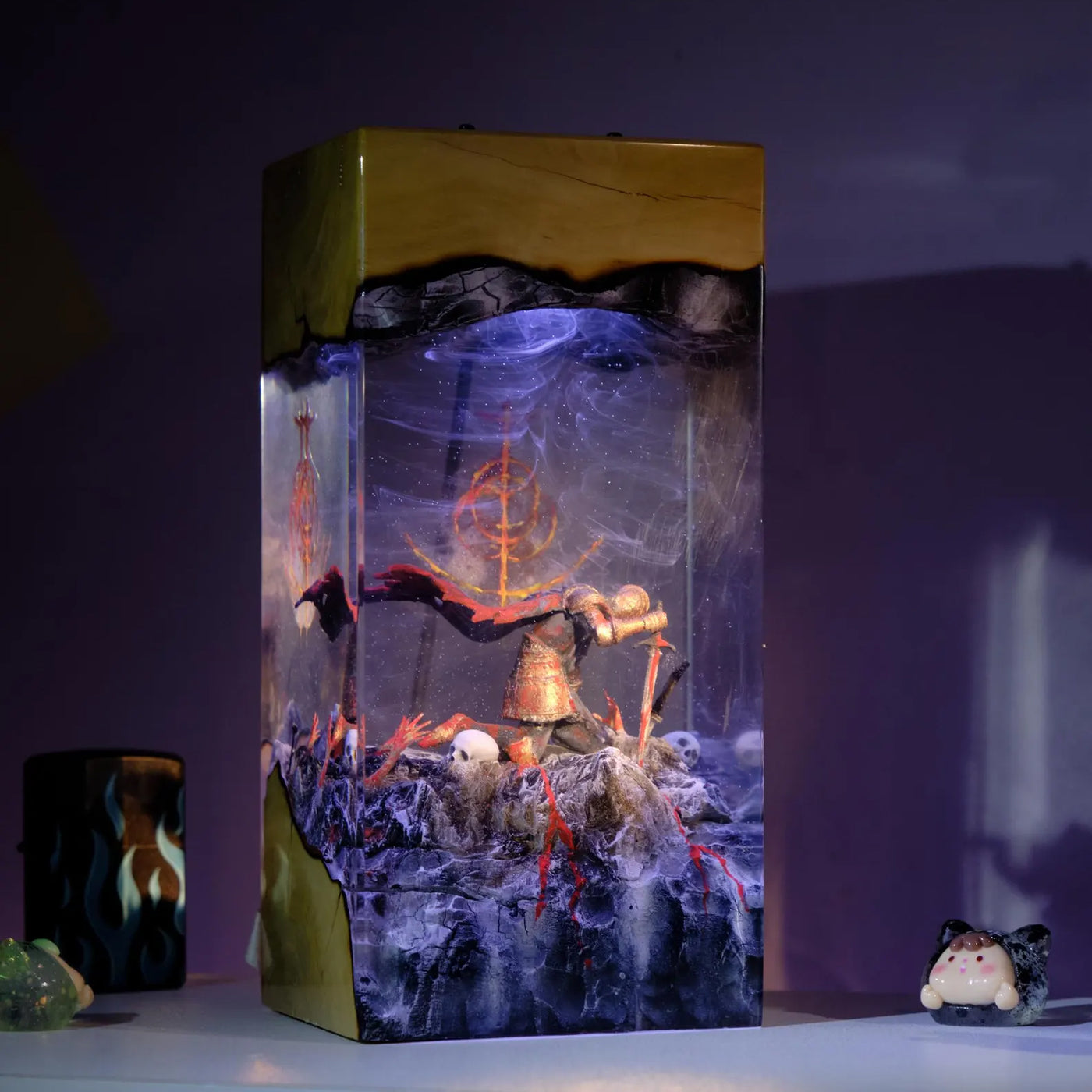 Elden Ring Roundtable Knight Vyke Tarnished Epoxy Resin Lamp, Night Light