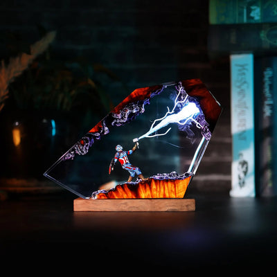 Marvel MCU Captain America Mjolnir Attack Lightning Epoxy Resin Lamp, Night Light