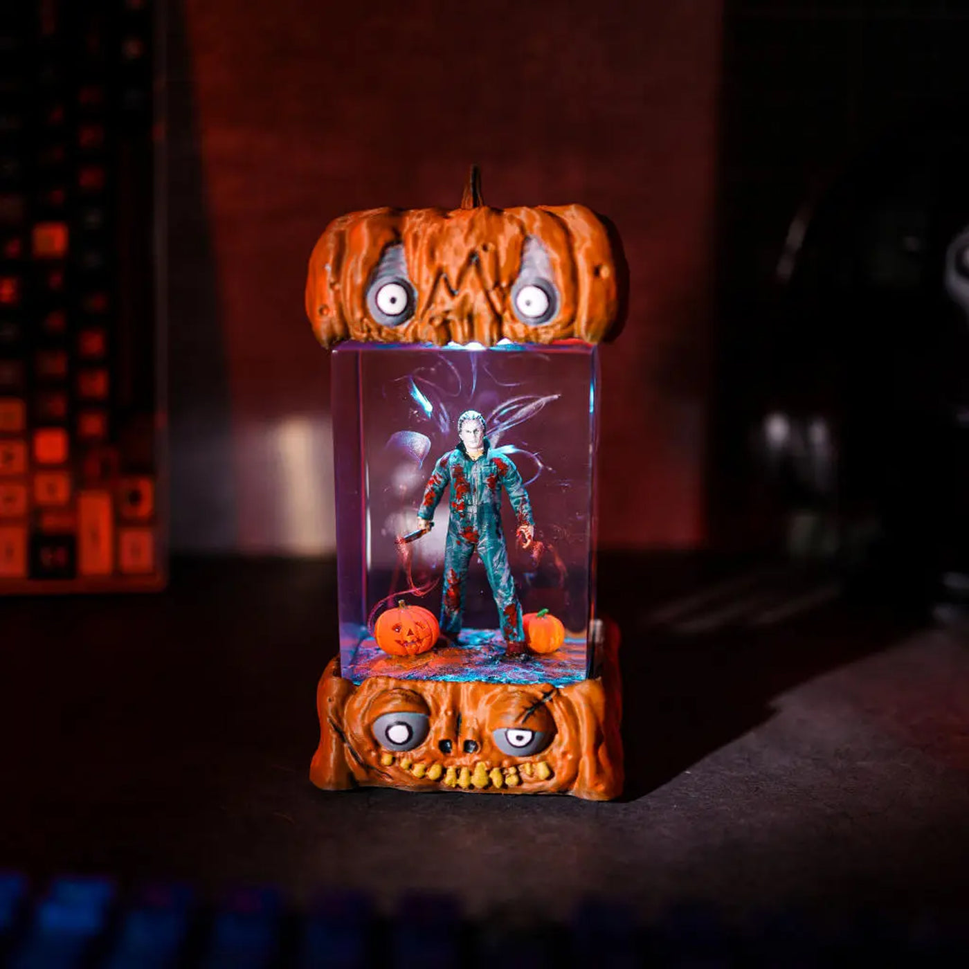 Halloween Horror Jason Voorhees Friday the 13th Pumpkin Epoxy Resin Lamp, Night Light, Wireless Lights