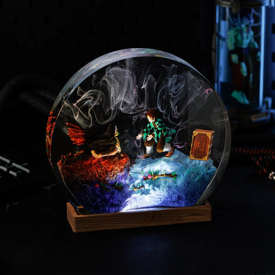 Demon Slayer Tanjiro Nezuko Kamado Epoxy Resin Lamp, Night Light