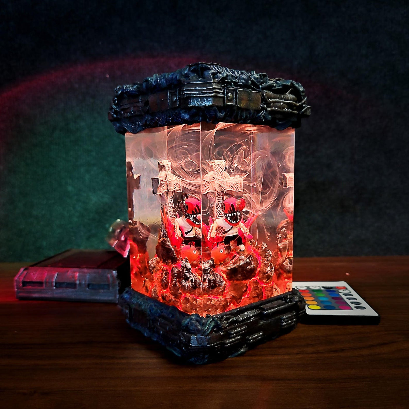 Chainsaw Man Diorama Epoxy Resin Lamp, Night Light, Wireless Lights