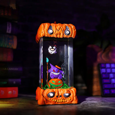 Halloween Spooky Pokemon Gengar Pumpkin Epoxy Resin Lamp, Night Light, Wireless Lights