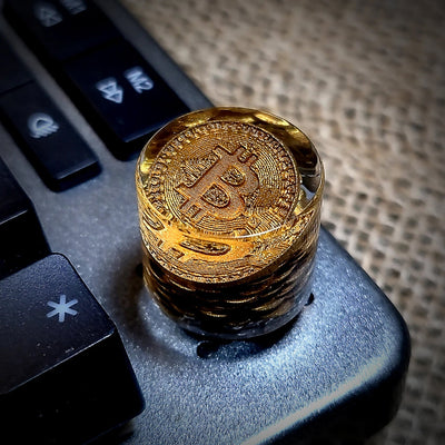 Bitcoin BTC Golden Coin Keyboard Knob Artisan Keycaps Epoxy Resin