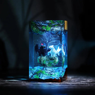 How To Train Your Dragon Toothless and Light Fury Epoxy Resin Lamp, Night Light