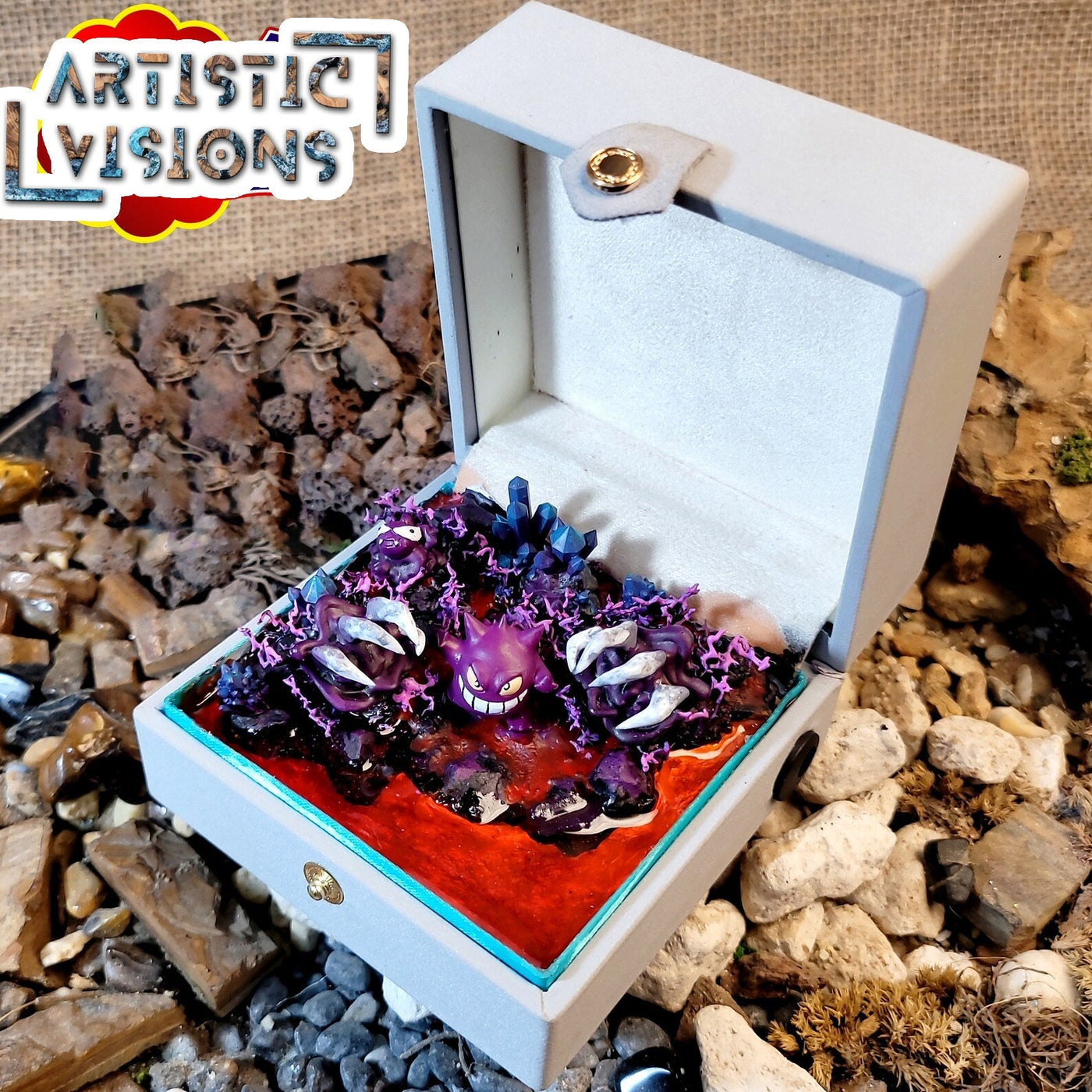 Pokemon Gengar Island Diorama Treasure Mistery Box Gift Epoxy Resin, Night Light