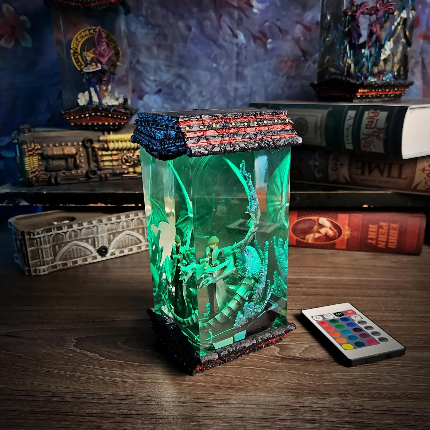 Yu Gi Oh Kaiba Seto Blue-Eyes White Dragon Epoxy Resin Lamp, Night Light, Wireless Lights