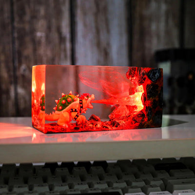 Super Mario Bowser Fire Breath Epoxy Resin Lamp, Night Light