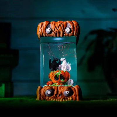 Halloween Spooky Toothless and Light Fury Pumpkin Epoxy Resin Lamp, Night Light, Wireless Lights